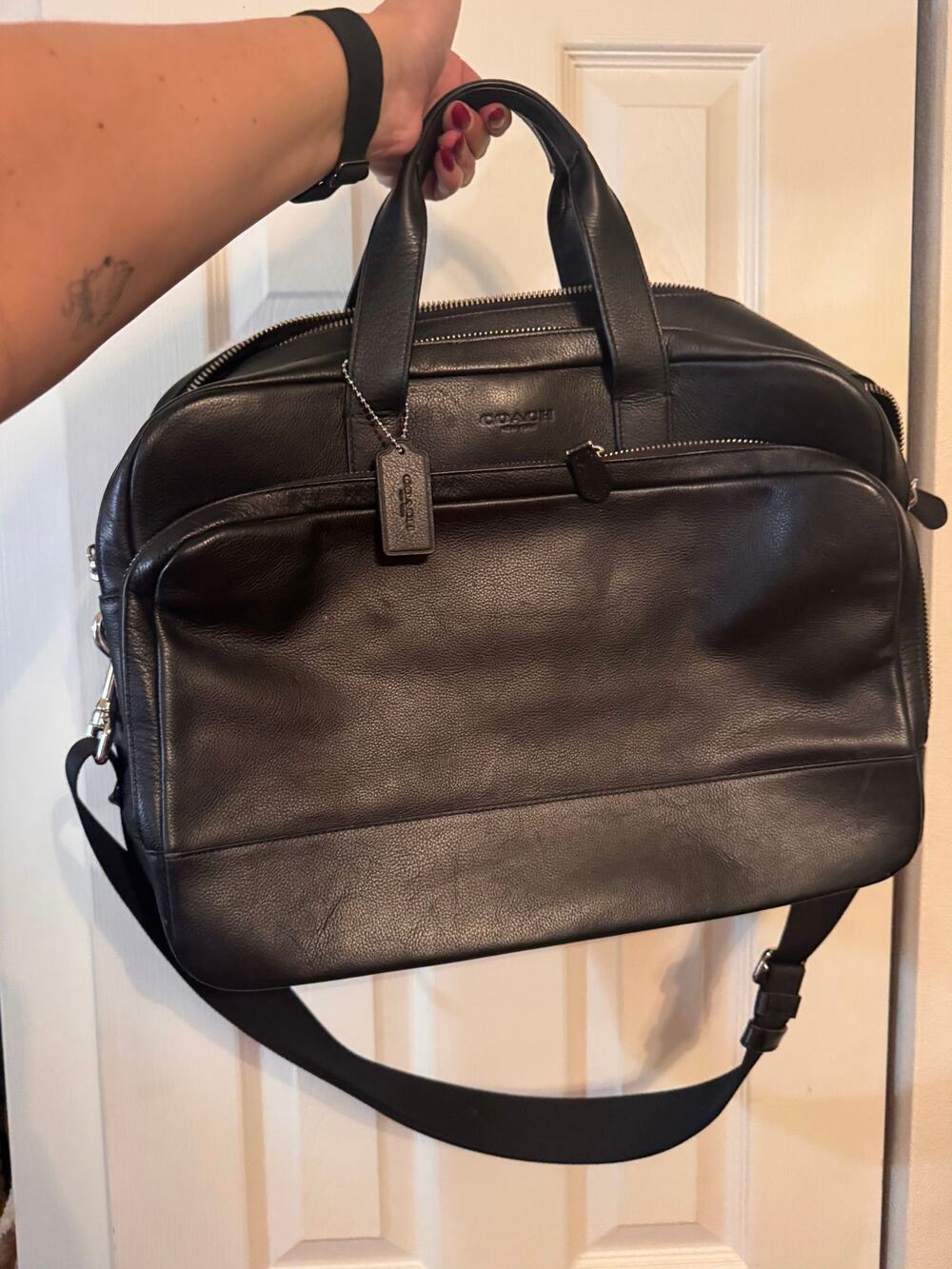 Vintage Coach Black Leather Laptop Bag